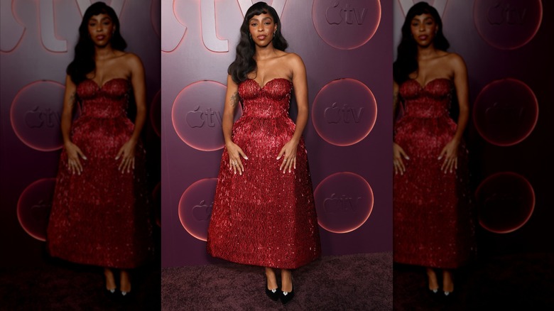 Jessica Williams attends Apple TV+'s Primetime Emmy party red carpet in Hollywood in September 2026