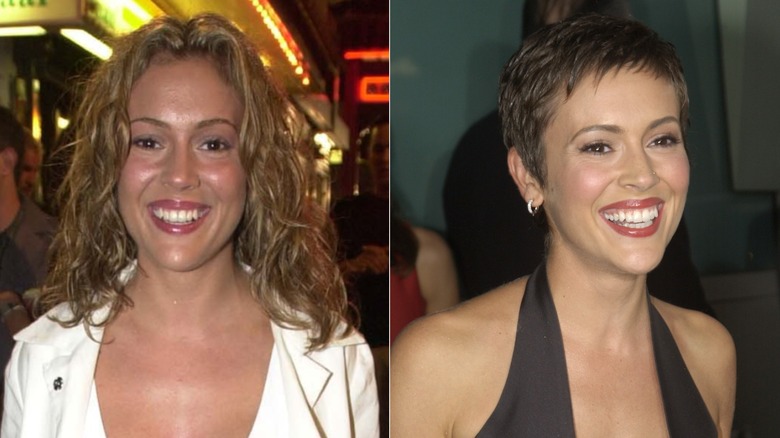 Alyssa Milano with long hair and a pixie