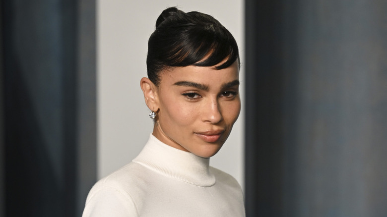 Zoe Kravitz with her short hair in an updo
