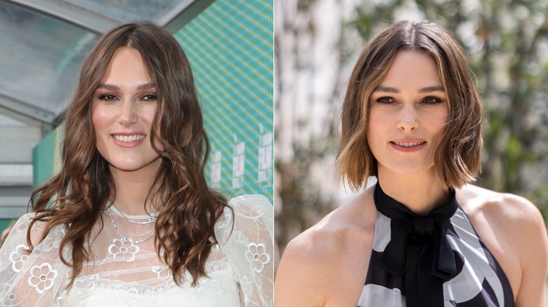 Keira Knightley with long waves and with a short waved bob