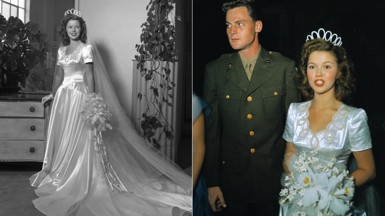 Shirley Temple and John Agar on their wedding day