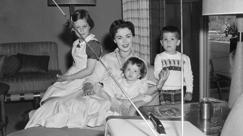 Shirley Temple with her children in 1956