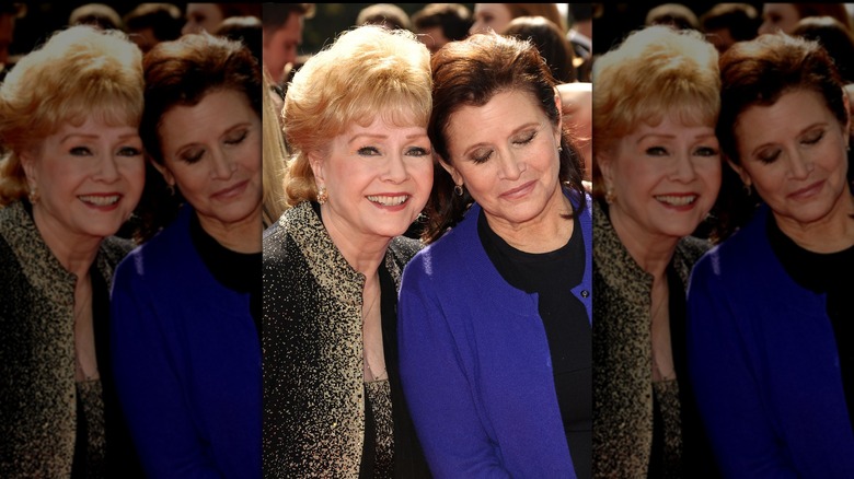 Debbie Reynolds, Carrie Fisher arriving at the Creative Arts Emmys 2011 at Nokia Theater on September 10, 2011 in Los Angeles, CA