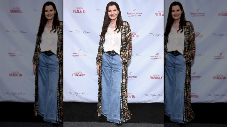 Geena Davis in jeans attend a Night Of Poetry at the SAG-AFTRA Foundation Screening Room in Los Angeles