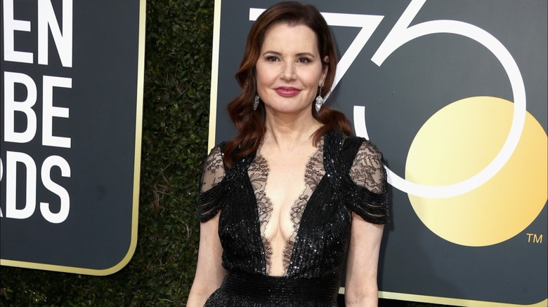 Geena Davis on a black dress at the 75th annual Golden Globe Awards