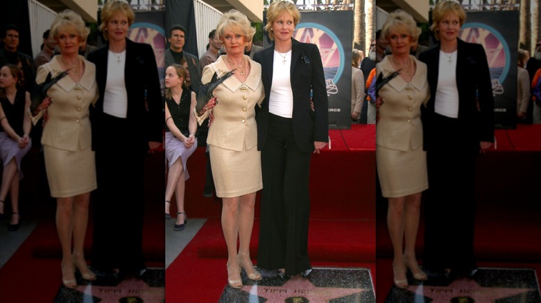 Tippi Hedren and daughter Melanie Griffith attending the dedication of a Star on the Hollywood Walk of Fame for Tippi Hedren 2003