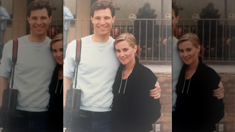 Michael Cummings hugs Maureen McCormick