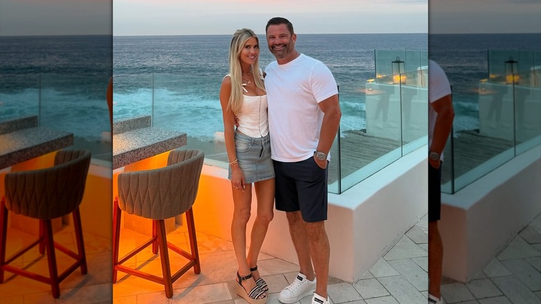 Christina Haack posing with Christoper Larocca by the sea