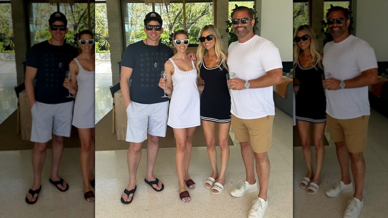 Christina Haack posing with Christopher Larocca, and Tarek and Heather Rae El Moussa
