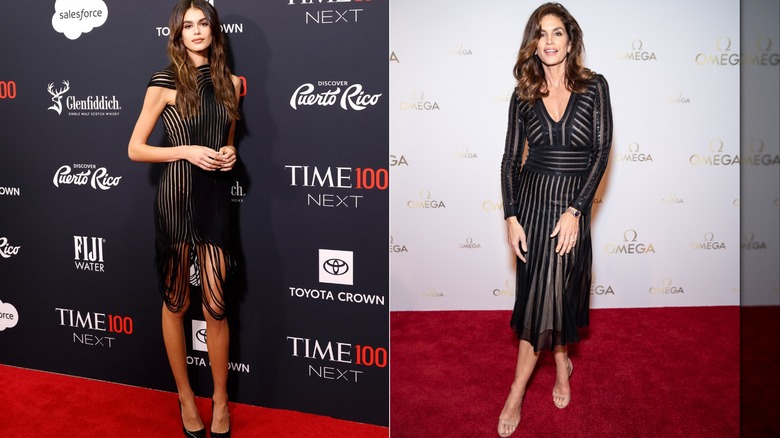 Kaia Gerber in October 2024 and Cindy Crawford in November 2021