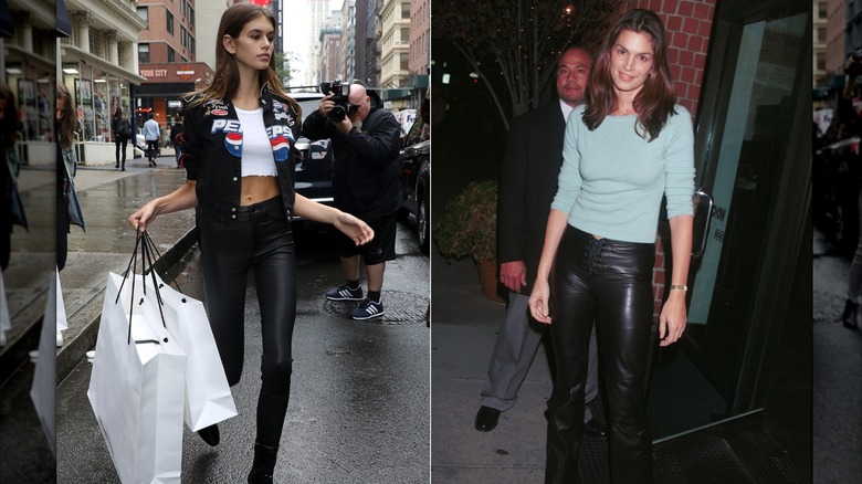 Kaia Gerber in September 2017 and Cindy Crawford in November 2000