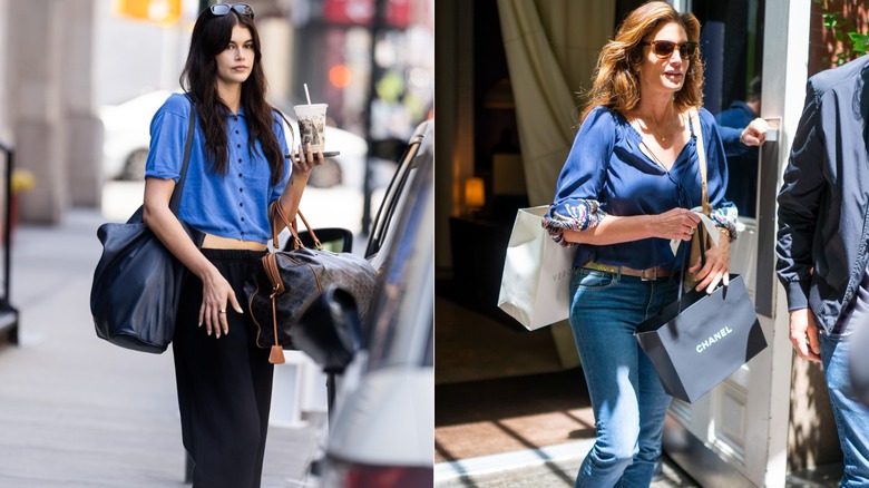 Kaia Gerber in May 2024 and Cindy Crawford in June 2019