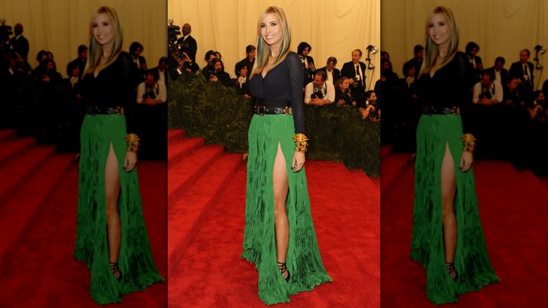 Ivanka Trump with a green skirt at the 2013 Met Gala