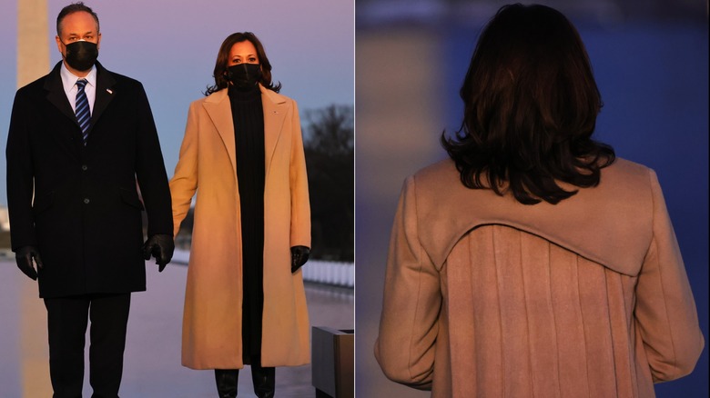 Kamala Harris and Doug Emhoff in Washington - Kamala wears a black dress and a tan coat