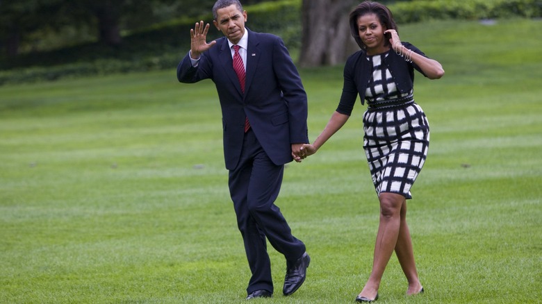 Michelle Obama in 2009 in a short dress