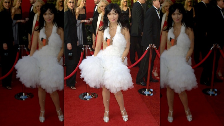 Björk at the 2001 Oscars in her iconic swan dress