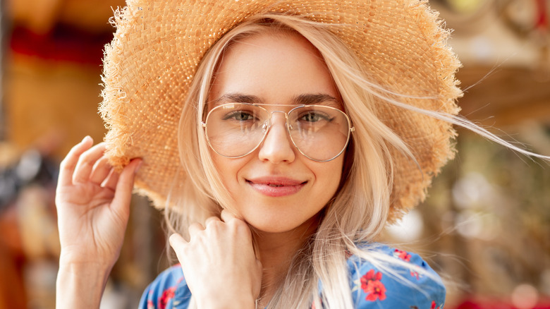 woman wearing vintage glasses