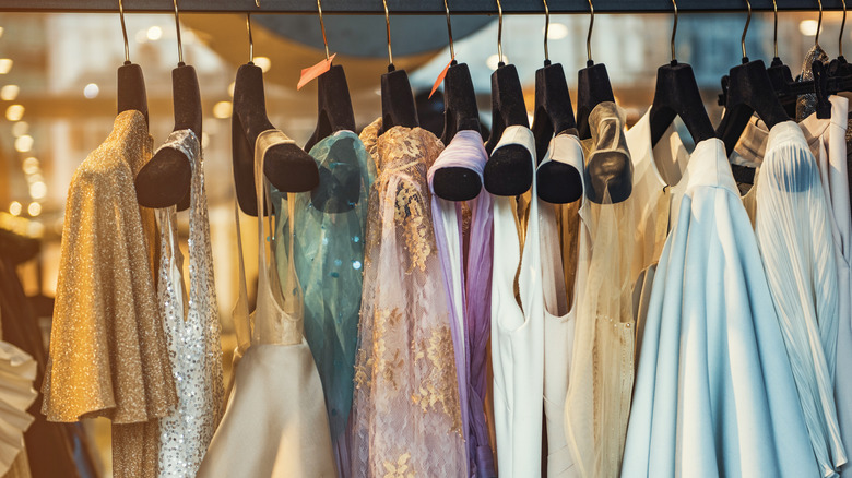 A rack with dresses