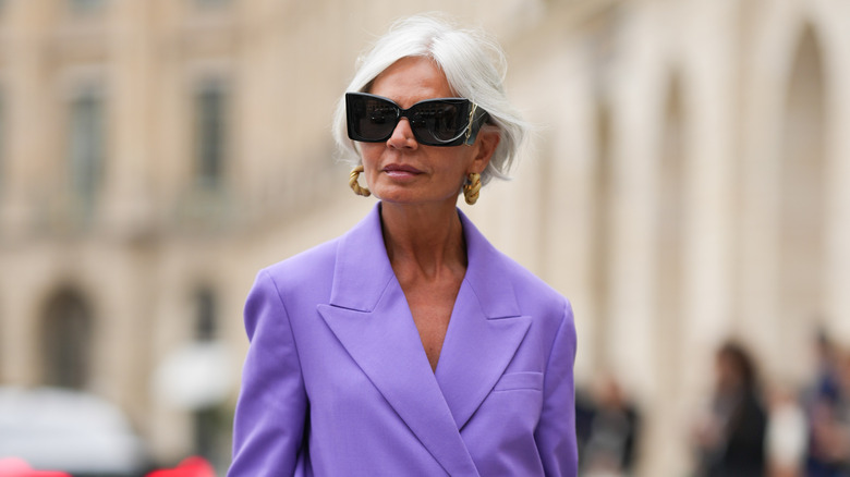 Woman with short gray bob