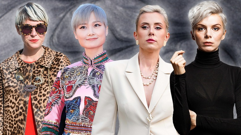 Four women rocking short gray hair