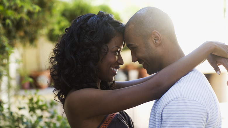 couple looking in eyes 