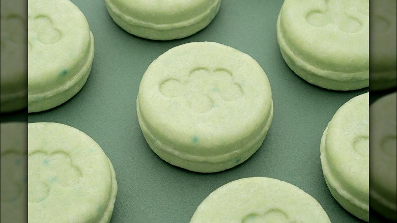 Green engraved shampoo bars 