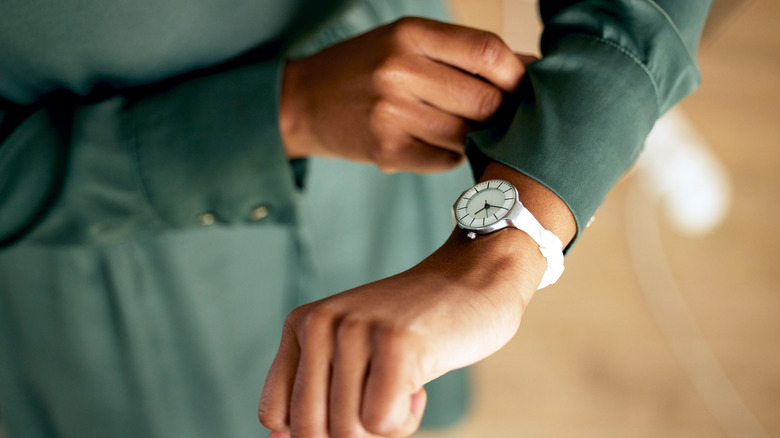 looking at watch
