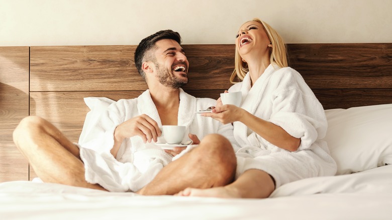 couple intimate bed