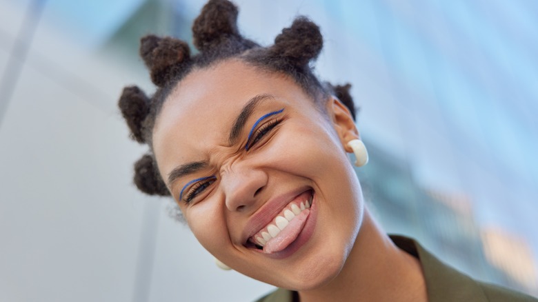 woman wearing eyeliner