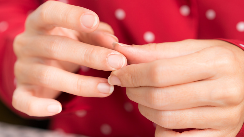 close-up of hands and nails 