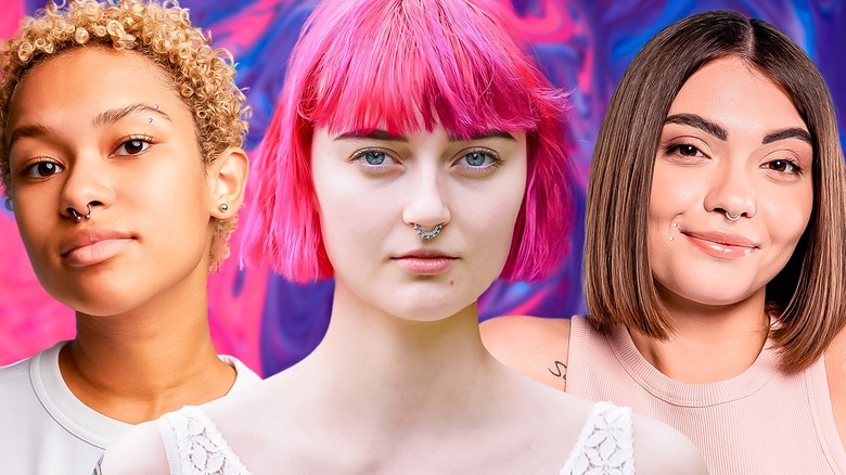 three women with piercings