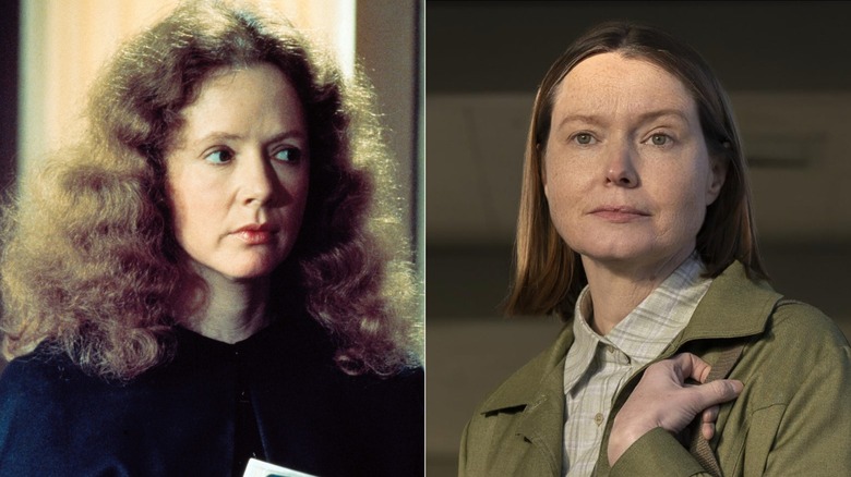 Left: Piper Laurie in the 1976 film "Carrie." Right: Samantha Sloyan in the 2026 series "Carrie."
