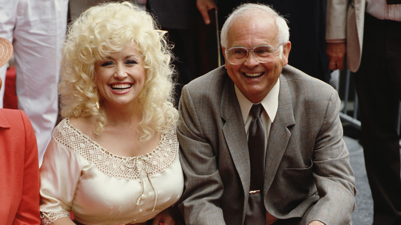 Dolly Parton on the Hollywood Walk of Fame in 1984 during her star ceremony.