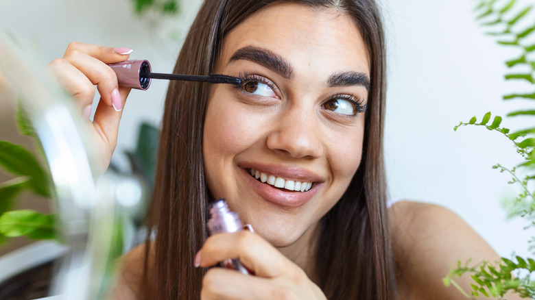 Mascara being applied