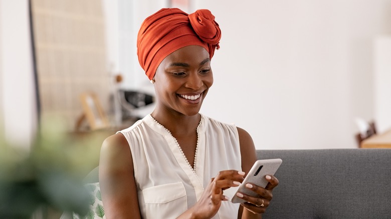 woman using phone