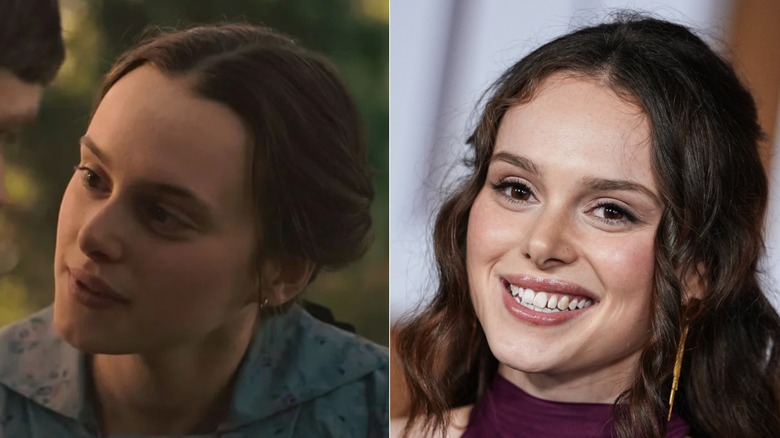 Zoe Phillips as Abra in Netflix's 2026 East of Eden (L) & Zoe Phillips in real life at the East of Eden Premiere