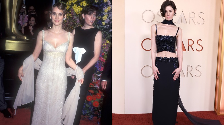 (L) Winona Ryder at the 1996 Academy Awards (R) Gracie Abrams at the 2026 Academy Awards