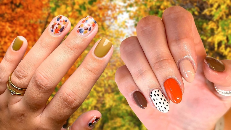 Fall manicured hands
