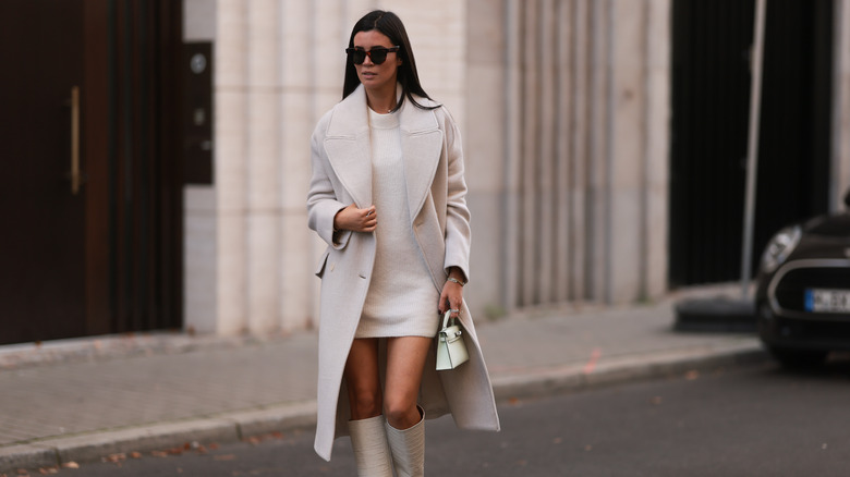 Street style woman in mini dress 