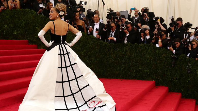 Sarah Jessica Parker wearing black-and-white gown