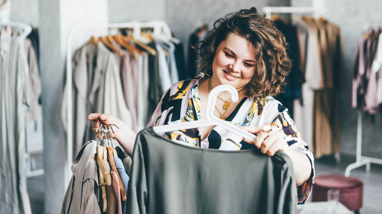 Woman shopping for new clothes