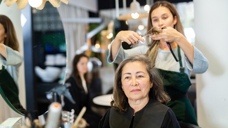 mature woman at hair salon