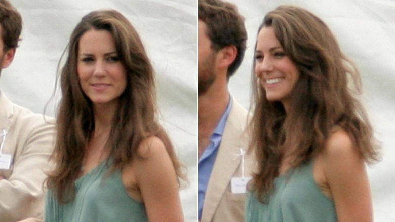 Kate Middleton smiles as she watches a polo match