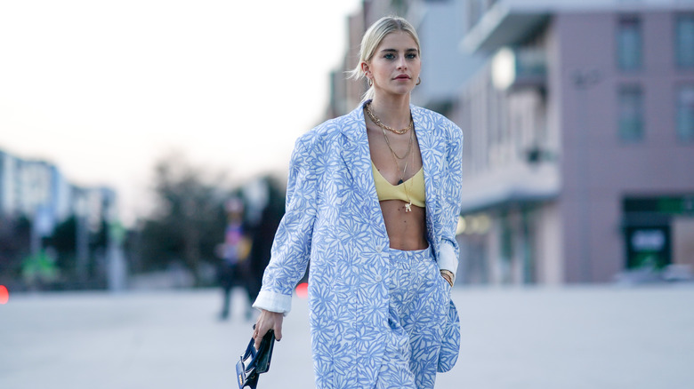 woman in blazer with bra 