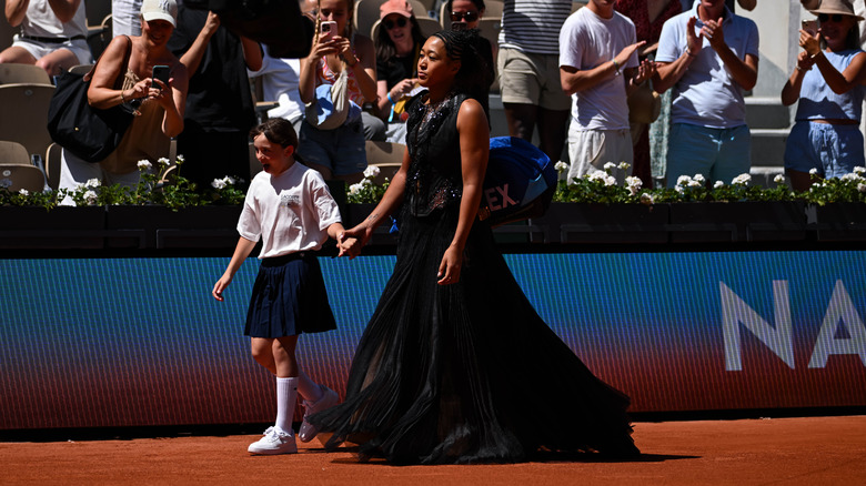 Naomi Osaka wearing a black outfit at the 2026 French Open