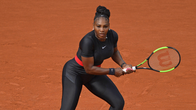 Serena Williams in a black catsuit