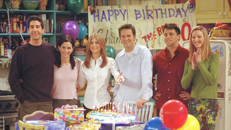 The cast of Friends on set