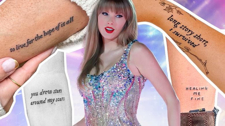 Taylor Swift surrounded by tattoos