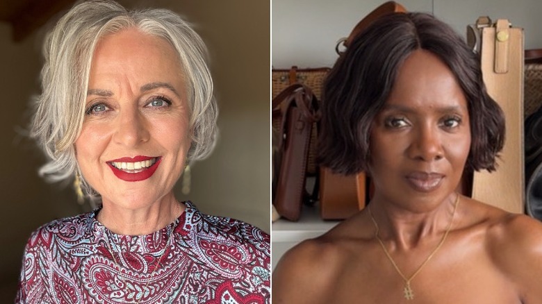 Two women with bobs that have movement to them