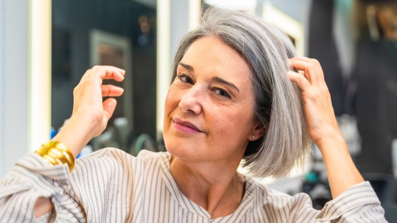 An older woman with a bob haircut